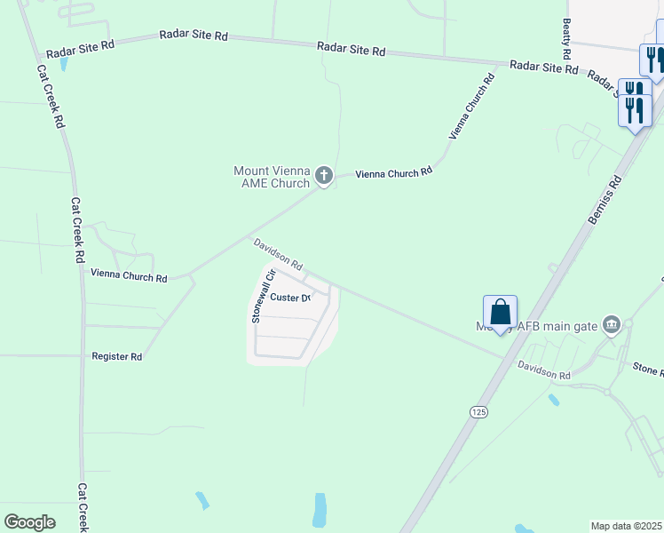 map of restaurants, bars, coffee shops, grocery stores, and more near 4960 Davidson Road in Valdosta