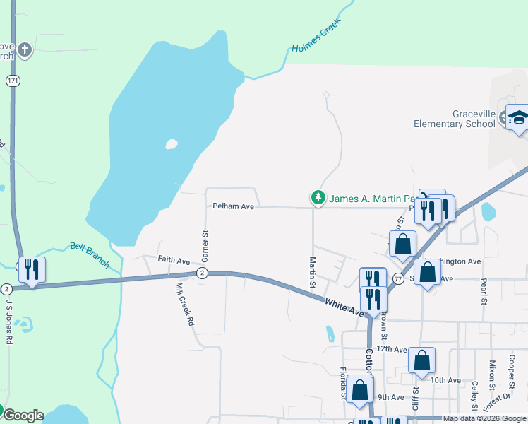 map of restaurants, bars, coffee shops, grocery stores, and more near 891 Pelham Avenue in Graceville