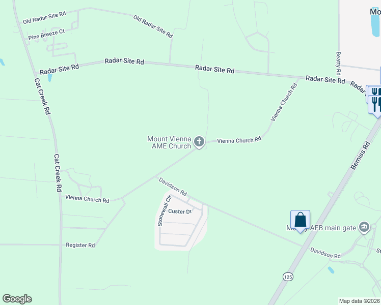 map of restaurants, bars, coffee shops, grocery stores, and more near 4854 Vienna Church Road in Valdosta