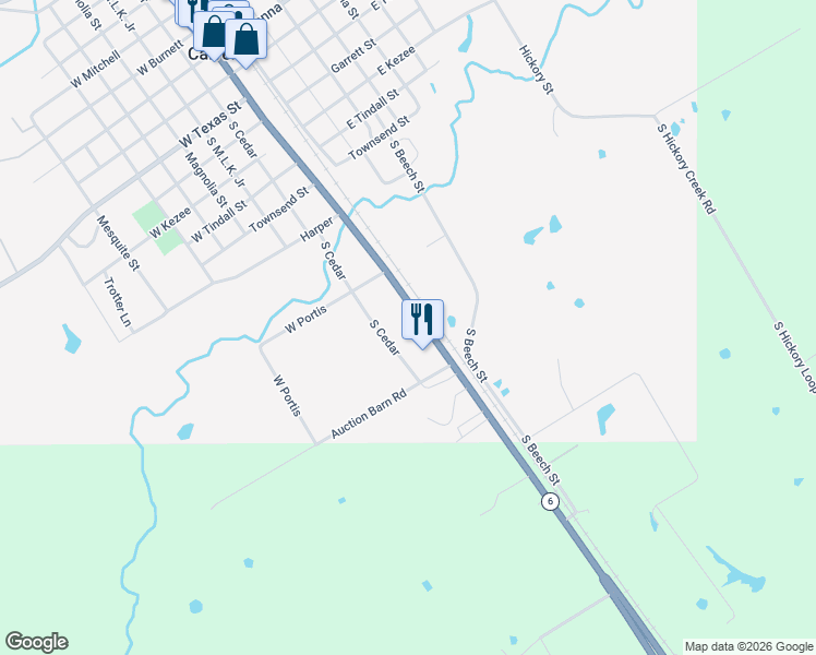 map of restaurants, bars, coffee shops, grocery stores, and more near 7263 Highway 6 in Calvert