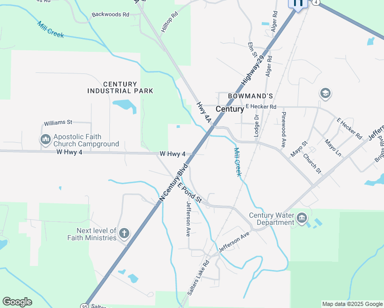 map of restaurants, bars, coffee shops, grocery stores, and more near 7505 North Century Boulevard in Century