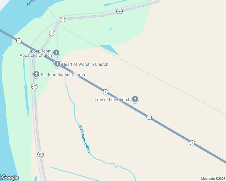 map of restaurants, bars, coffee shops, grocery stores, and more near 18010 Griffin Street in Lettsworth
