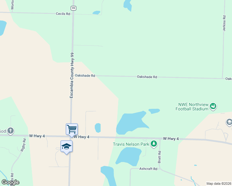 map of restaurants, bars, coffee shops, grocery stores, and more near 3671 Oakshade Road in Century