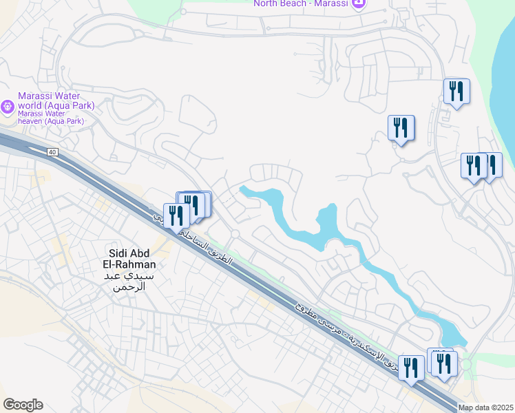 map of restaurants, bars, coffee shops, grocery stores, and more near Kilo 129 Alexandria - Marsa Matrouh Road in El Alamein