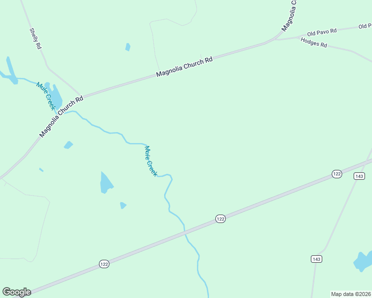 map of restaurants, bars, coffee shops, grocery stores, and more near Magnolia Church Road in Pavo