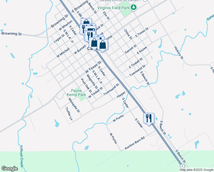 map of restaurants, bars, coffee shops, grocery stores, and more near 1200 Martin Luther King Junior Street in Calvert