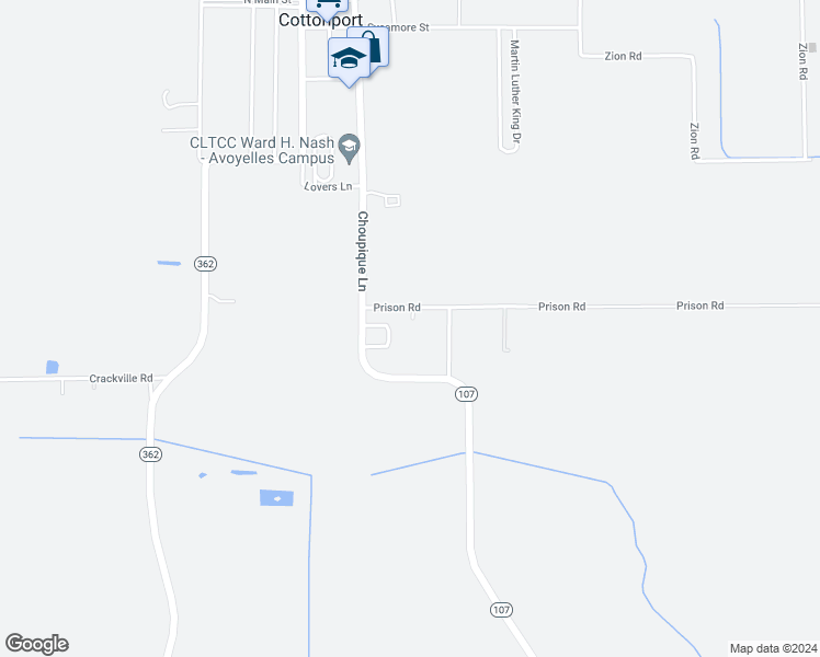map of restaurants, bars, coffee shops, grocery stores, and more near 1150 Cottonwood II Drive in Cottonport