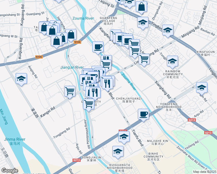 map of restaurants, bars, coffee shops, grocery stores, and more near 69 Tian Fu Da Dao in Cheng Du Shi