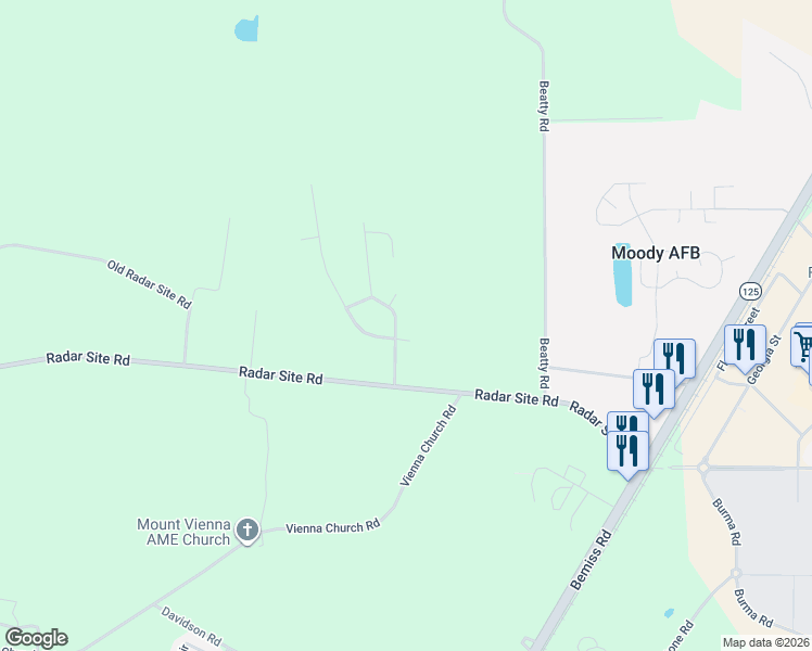 map of restaurants, bars, coffee shops, grocery stores, and more near 5016 Lamplighter Road in Valdosta