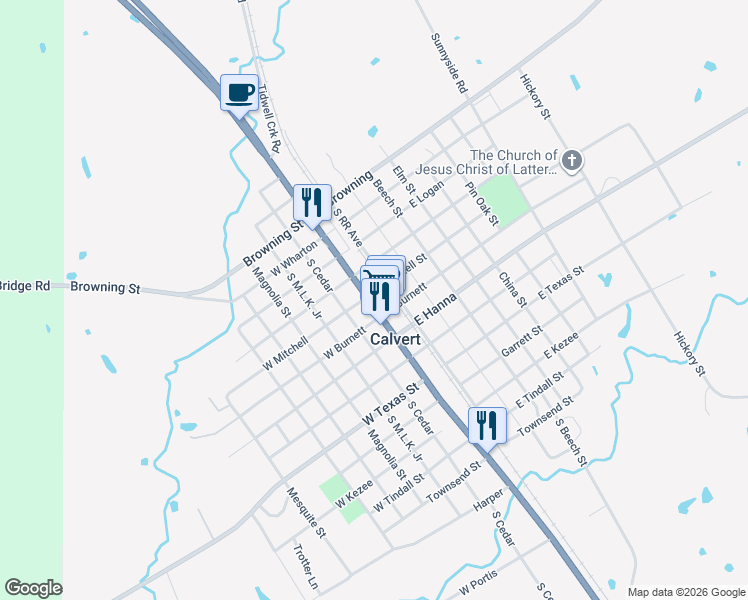 map of restaurants, bars, coffee shops, grocery stores, and more near 1890 East Mitchell Street in Calvert