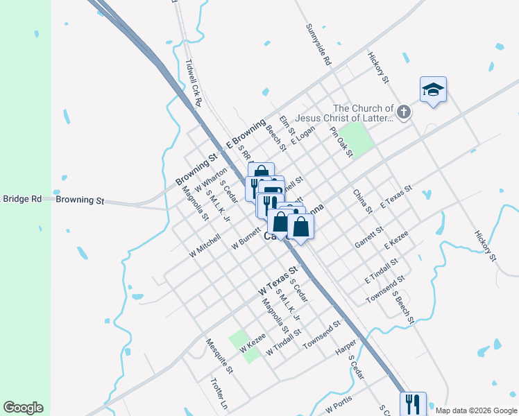 map of restaurants, bars, coffee shops, grocery stores, and more near 1890 East Mitchell Street in Calvert