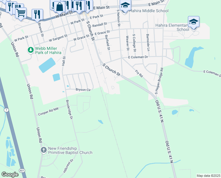 map of restaurants, bars, coffee shops, grocery stores, and more near 815c Tillman Street South in Hahira