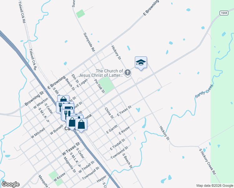 map of restaurants, bars, coffee shops, grocery stores, and more near 902 Burnett Street in Calvert