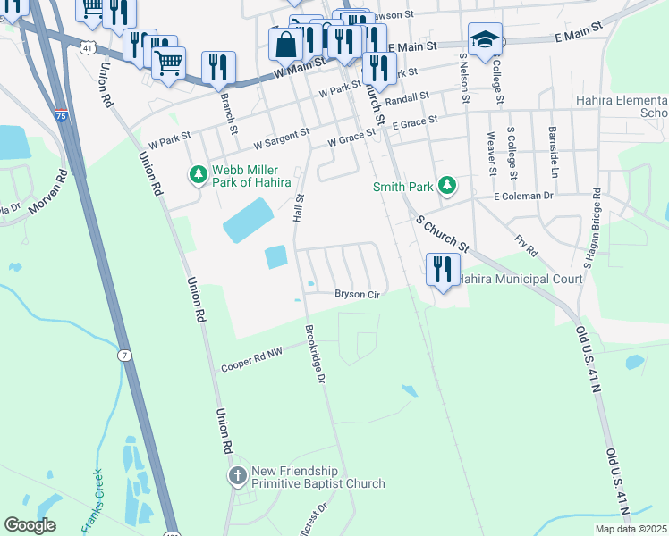 map of restaurants, bars, coffee shops, grocery stores, and more near 819 Kristen Lane in Hahira