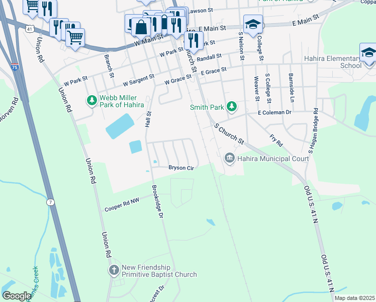 map of restaurants, bars, coffee shops, grocery stores, and more near 817 Danielle Way in Hahira