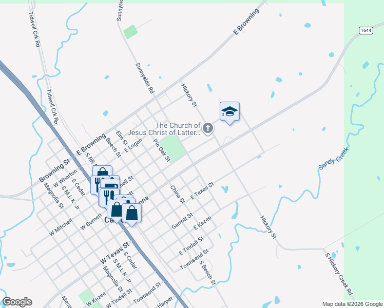 map of restaurants, bars, coffee shops, grocery stores, and more near 902 Burnett Street in Calvert