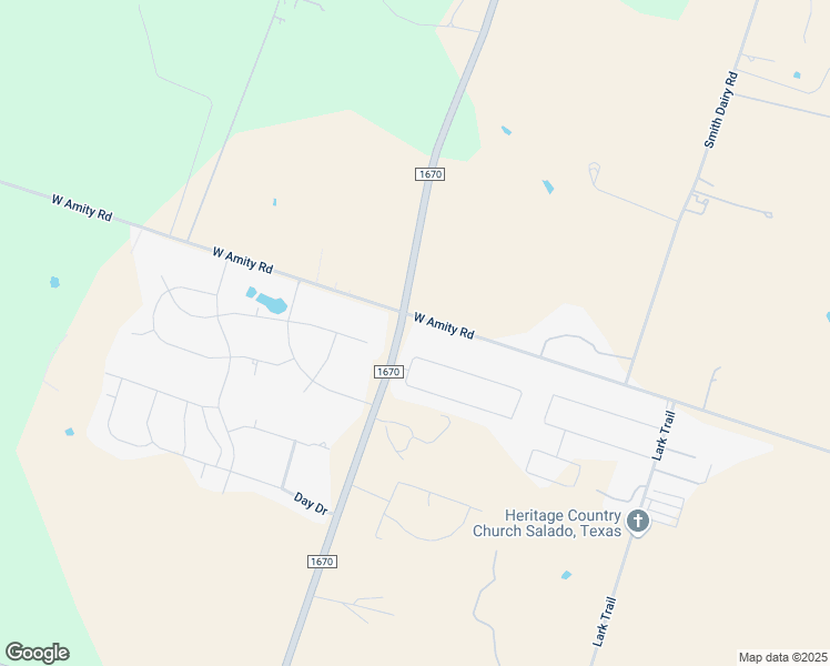 map of restaurants, bars, coffee shops, grocery stores, and more near 3695 West Amity Road in Salado