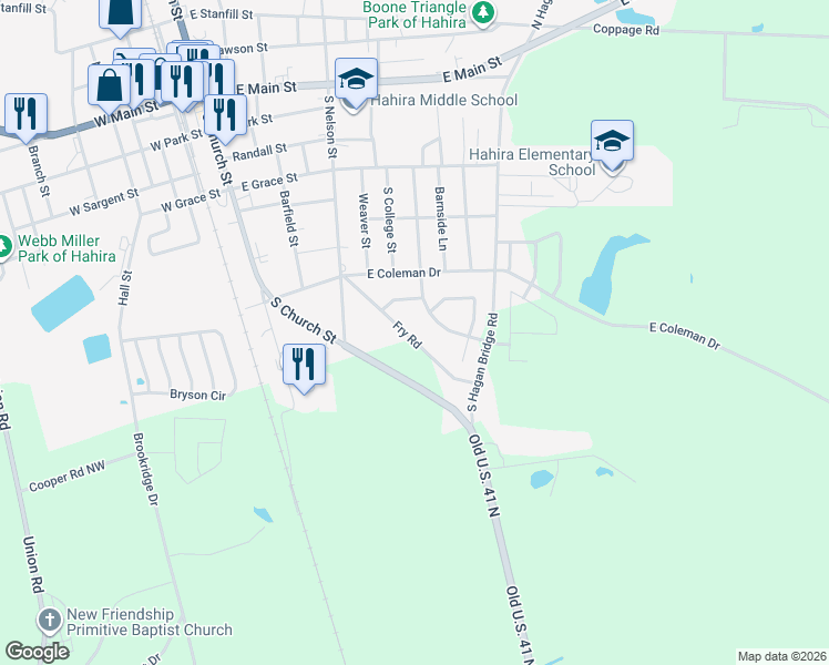 map of restaurants, bars, coffee shops, grocery stores, and more near 730 Lawson Farms Road in Hahira