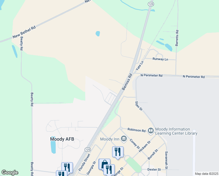 map of restaurants, bars, coffee shops, grocery stores, and more near 6032 Susan Circle in Valdosta