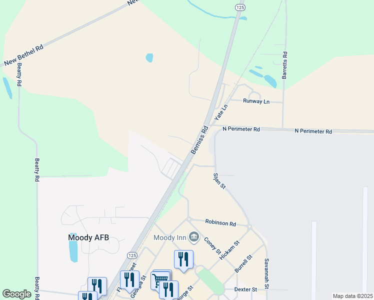 map of restaurants, bars, coffee shops, grocery stores, and more near 6000 Susan Circle in Valdosta