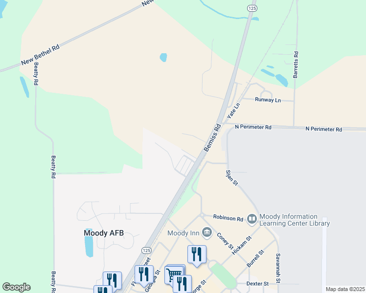 map of restaurants, bars, coffee shops, grocery stores, and more near 6127 Vinnie Drive in Valdosta