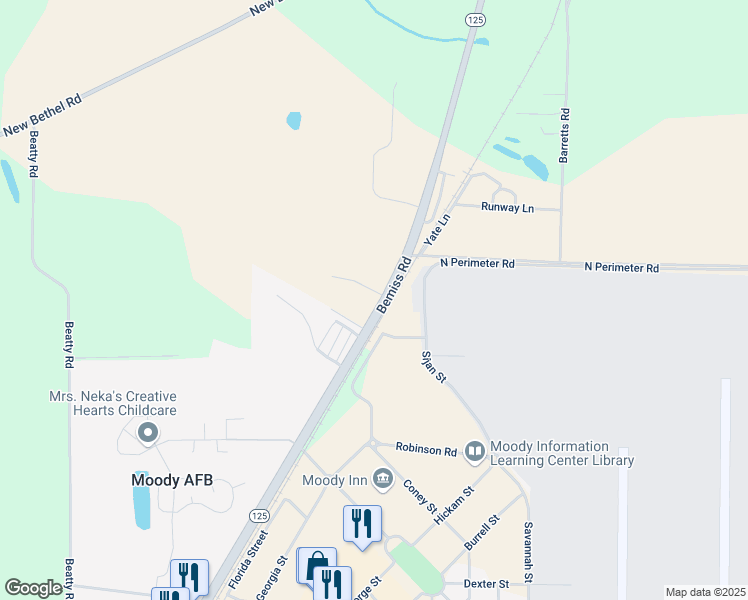 map of restaurants, bars, coffee shops, grocery stores, and more near 6107 Vinnie Drive in Valdosta