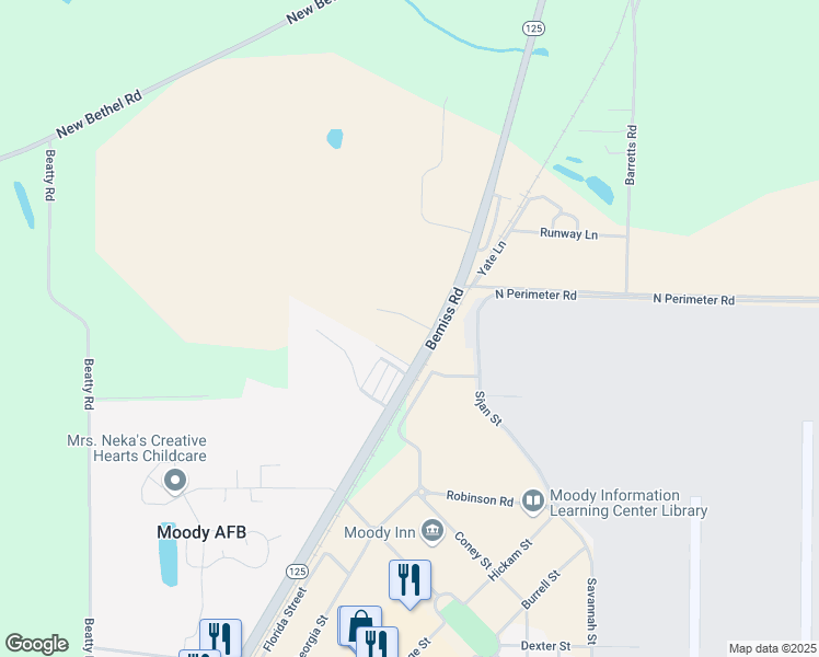 map of restaurants, bars, coffee shops, grocery stores, and more near 6107 Vinnie Drive in Valdosta