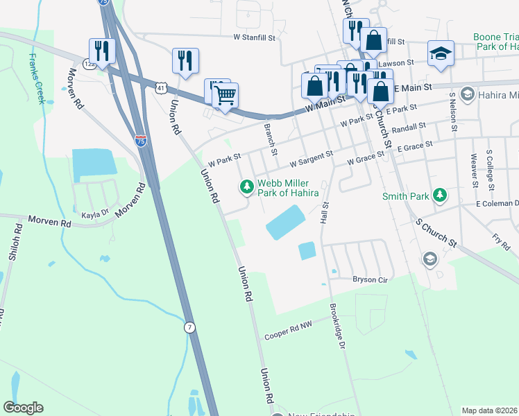 map of restaurants, bars, coffee shops, grocery stores, and more near 404 Wright Street in Hahira