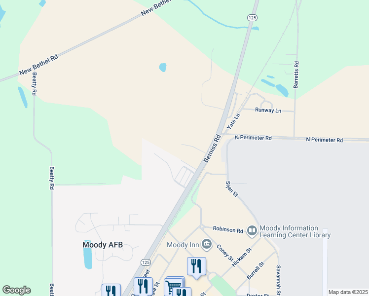 map of restaurants, bars, coffee shops, grocery stores, and more near 6123 Vinnie Drive in Valdosta