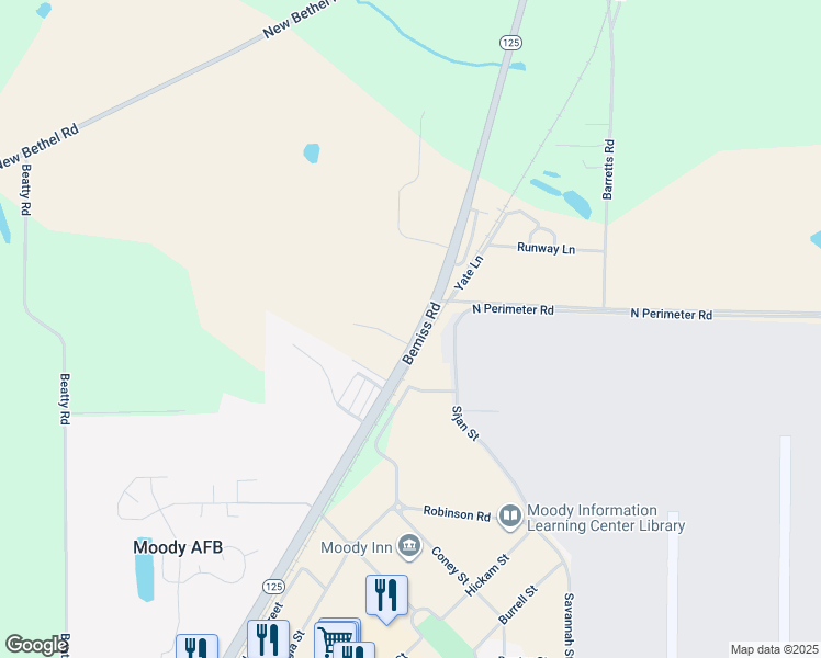 map of restaurants, bars, coffee shops, grocery stores, and more near 6100 Vinnie Drive in Valdosta