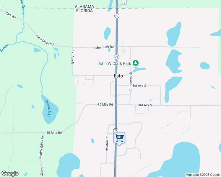 map of restaurants, bars, coffee shops, grocery stores, and more near Jones Road in Esto