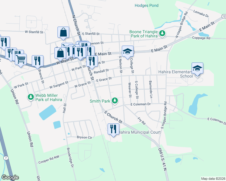 map of restaurants, bars, coffee shops, grocery stores, and more near 503 Barfield Street in Hahira