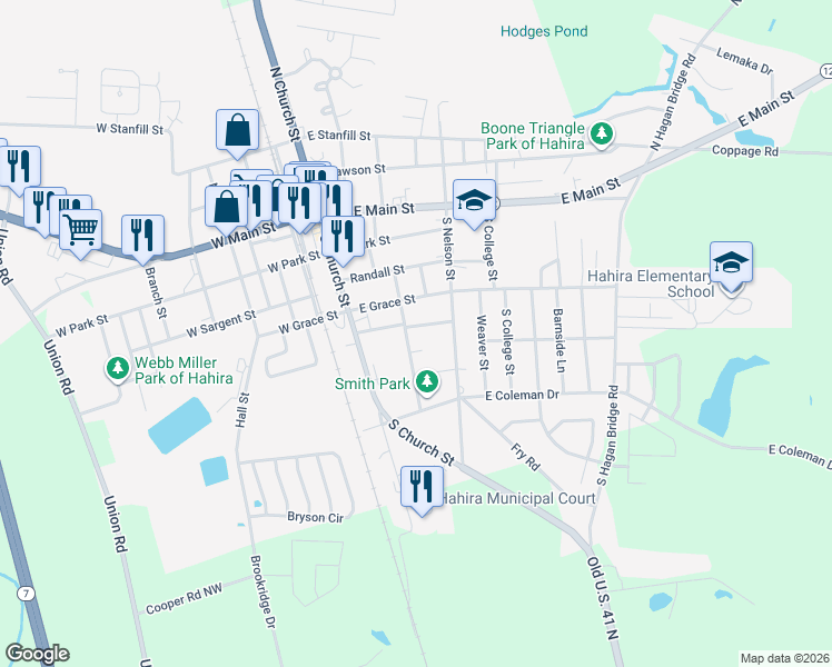 map of restaurants, bars, coffee shops, grocery stores, and more near 503 Barfield Street in Hahira