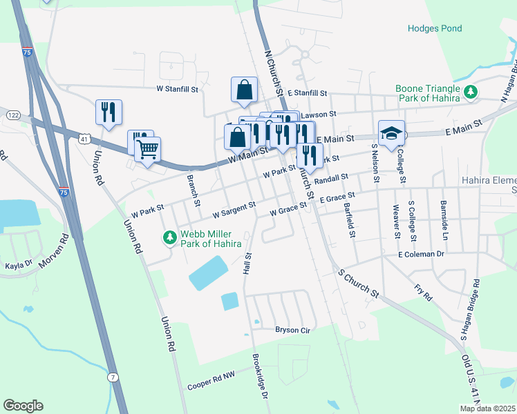 map of restaurants, bars, coffee shops, grocery stores, and more near 29 South Marshal Street in Hahira