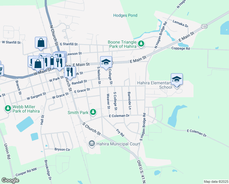 map of restaurants, bars, coffee shops, grocery stores, and more near 408 South College Street in Hahira