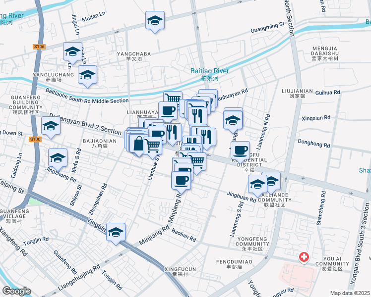 map of restaurants, bars, coffee shops, grocery stores, and more near in Chengdu