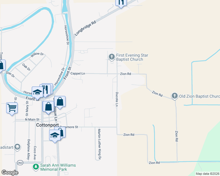 map of restaurants, bars, coffee shops, grocery stores, and more near 601-699 Passchyn Street in Cottonport