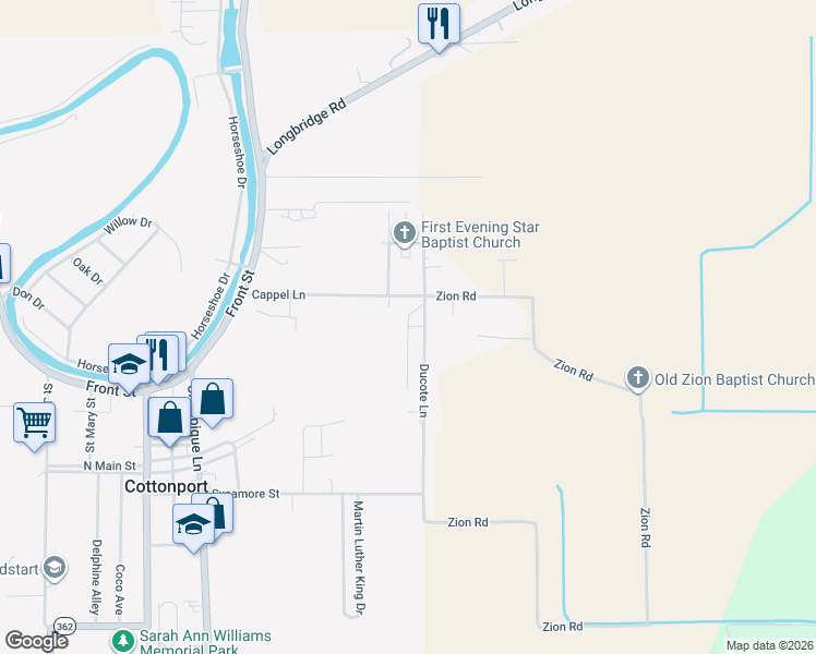 map of restaurants, bars, coffee shops, grocery stores, and more near 601 Passchyn Street in Cottonport