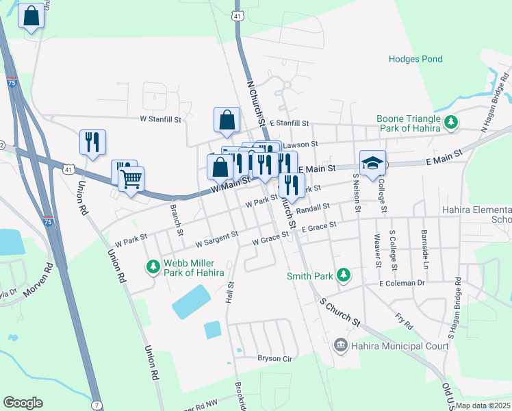 map of restaurants, bars, coffee shops, grocery stores, and more near 201 South Lowndes Street in Hahira