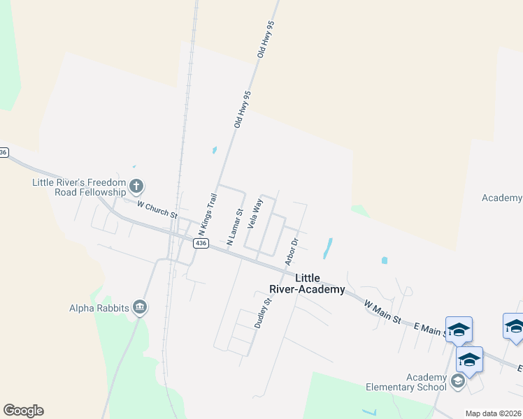 map of restaurants, bars, coffee shops, grocery stores, and more near 208 Vela Way in Little River-Academy