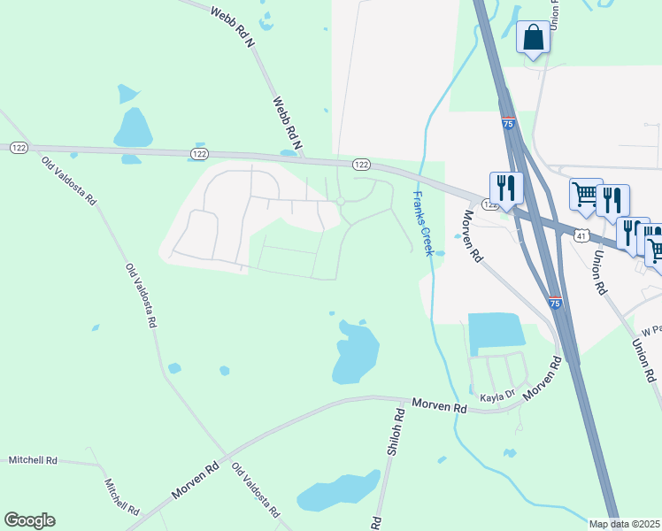 map of restaurants, bars, coffee shops, grocery stores, and more near 7305 Millridge Drive in Hahira