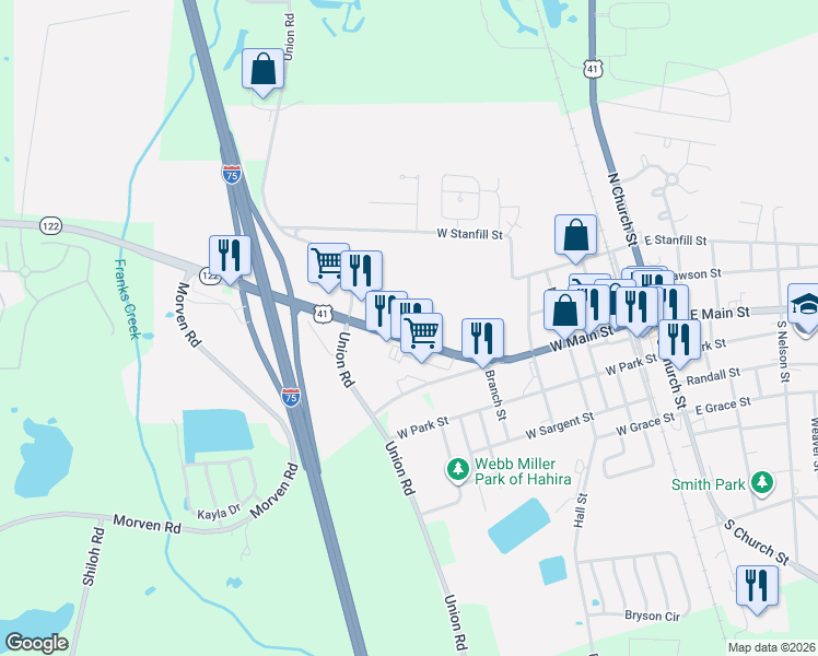 map of restaurants, bars, coffee shops, grocery stores, and more near 692-742 Georgia 7 in Hahira