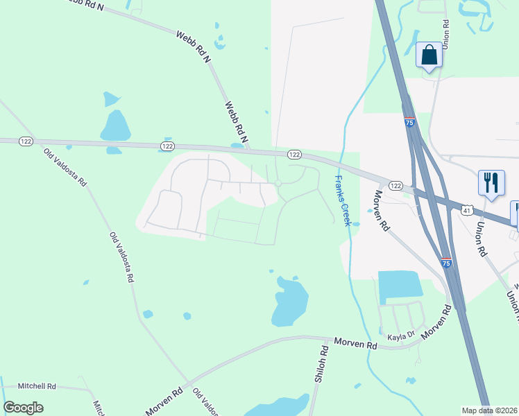 map of restaurants, bars, coffee shops, grocery stores, and more near 7305 Millridge Drive in Hahira