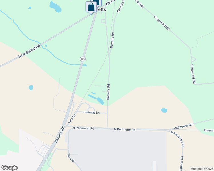 map of restaurants, bars, coffee shops, grocery stores, and more near 5747 Barretts Road in Valdosta