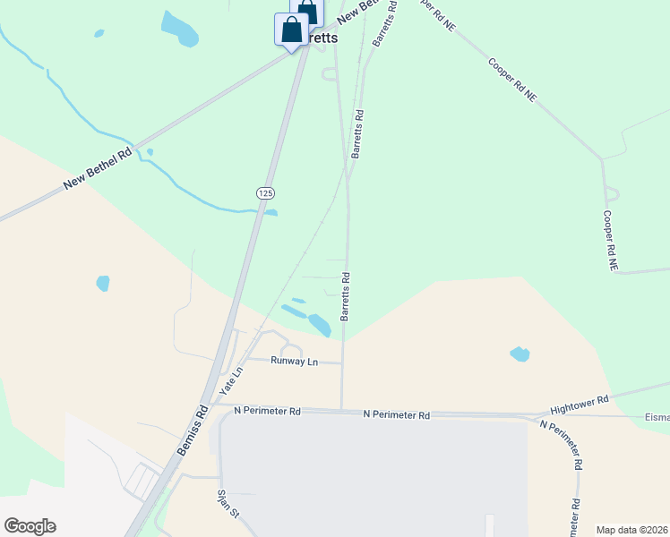 map of restaurants, bars, coffee shops, grocery stores, and more near 5747 Barretts Road in Valdosta