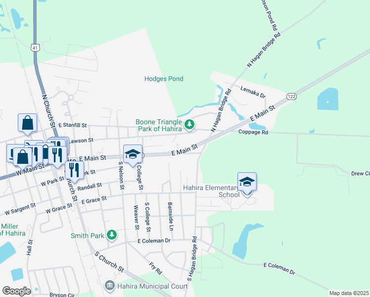 map of restaurants, bars, coffee shops, grocery stores, and more near 626 East Main Street in Hahira