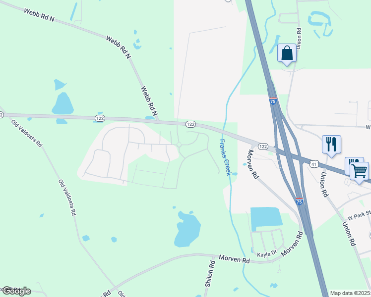 map of restaurants, bars, coffee shops, grocery stores, and more near 7315 Wind Chase Drive in Hahira