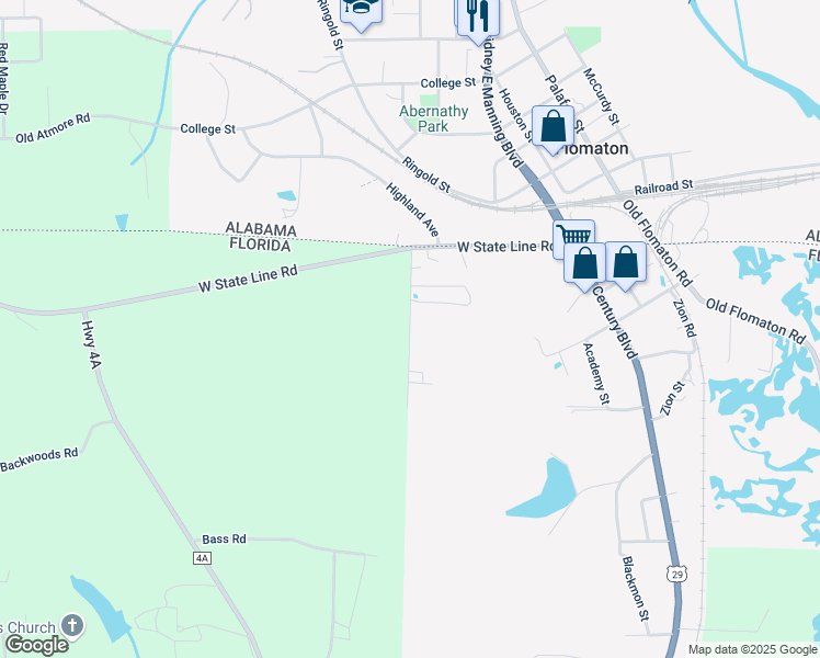 map of restaurants, bars, coffee shops, grocery stores, and more near 9537 Shady Lane in Century