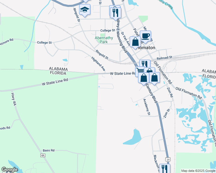 map of restaurants, bars, coffee shops, grocery stores, and more near 9640 Shady Lane in Century