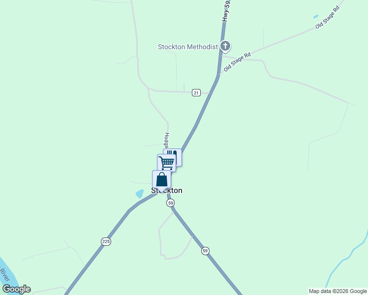 map of restaurants, bars, coffee shops, grocery stores, and more near 53015-53153 State Highway 59 in Stockton